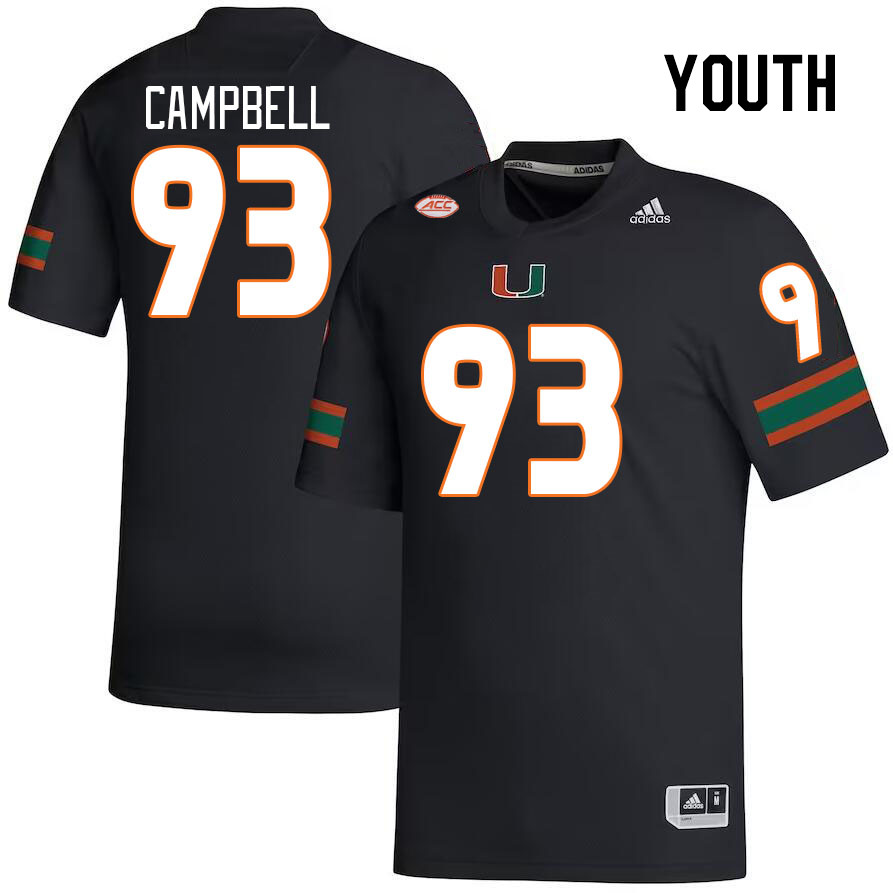 Youth #93 Anthony Campbell Miami Hurricanes College Football Jerseys Stitched Sale-Black